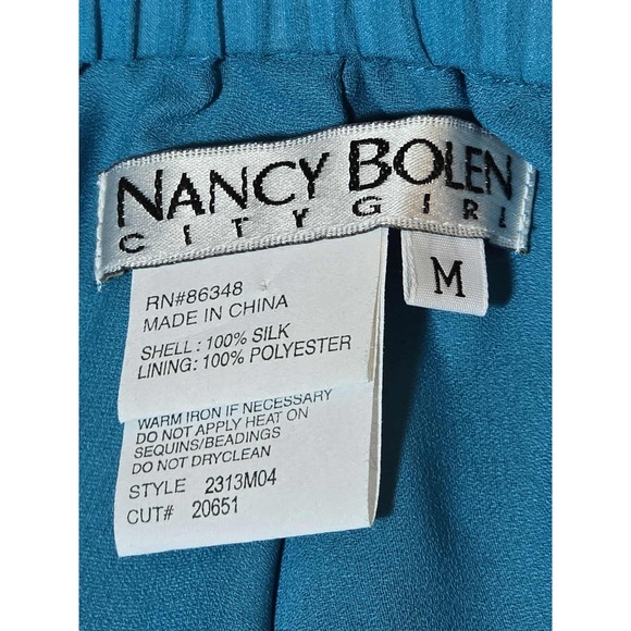 Nancy Bolen City Girl Women's Sz M Blue/Black Ombre 100% Silk 2pc Pant Suit - Picture 6 of 7